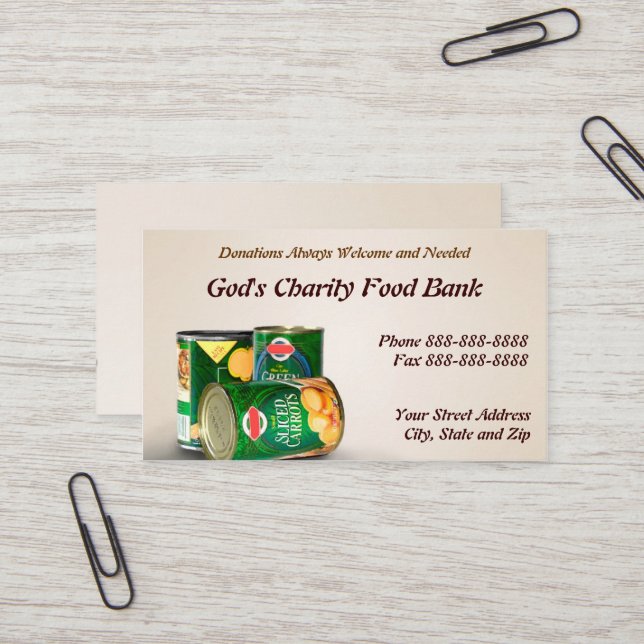 Wohltätigkeit Food Bank Non Profit Business Card Visitenkarte (Vorderseite/Rückseite Beispiel)