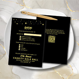 Wohltätigkeit Fundraiser Gala Event Black Gold RSVP Karte