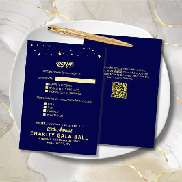 Wohltätigkeit Fundraiser Gala Event Navy Blue Gold RSVP Karte