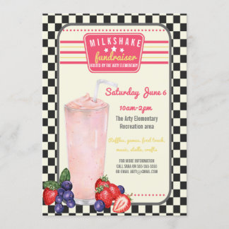 Wohltätigkeit Fundraiser PTA PTO Milkshake Diner e Einladung