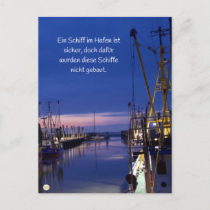 Wohlzeit Postkarten: Ein Schiff im Hafen ist Postkarte