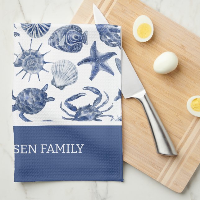 Wohngestaltung am blauen Meer Geschirrtuch (Viertel Falte)