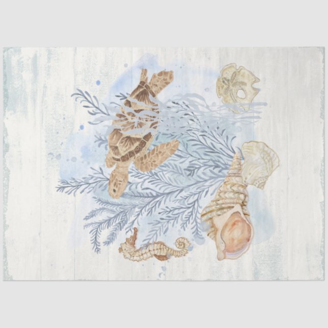 Wohngestaltung Meeresschildkröten Seepferd Koralle Seidenpapier (Vorderseite)