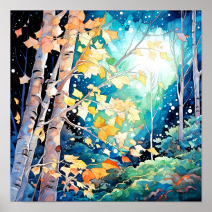 Wohngestaltung-Poster für Nachtwälder Poster