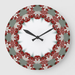 Wohngestaltung: Red White Tribal Lace Wall Clock Große Wanduhr