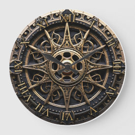 Wohngestaltung Vintages Lenkrad aus Holz Große Wanduhr