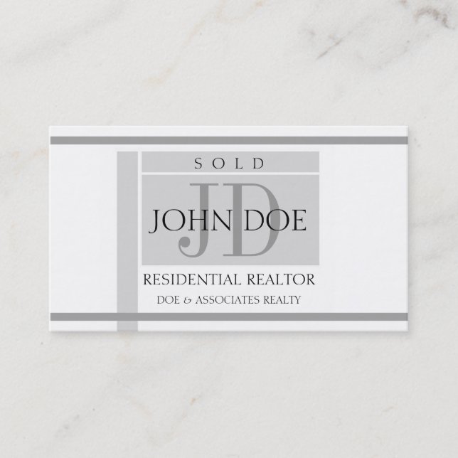 WohnGrundstücksmakler-Zeichen Stripes W/W Visitenkarte (Vorderseite)