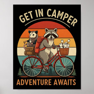 Wohnmobil-Abenteuer Waschbär Opossum Camping mit d Poster