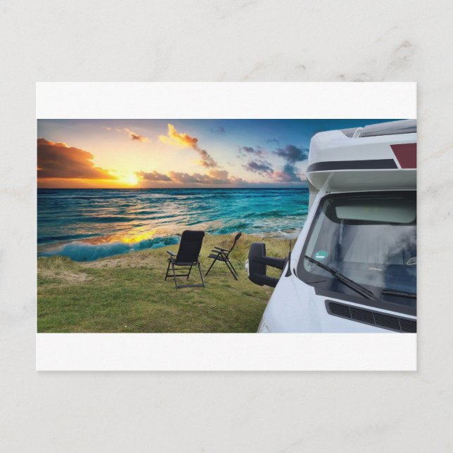 Wohnmobil am Meer Kaffeetasse Postkarte (Vorderseite)