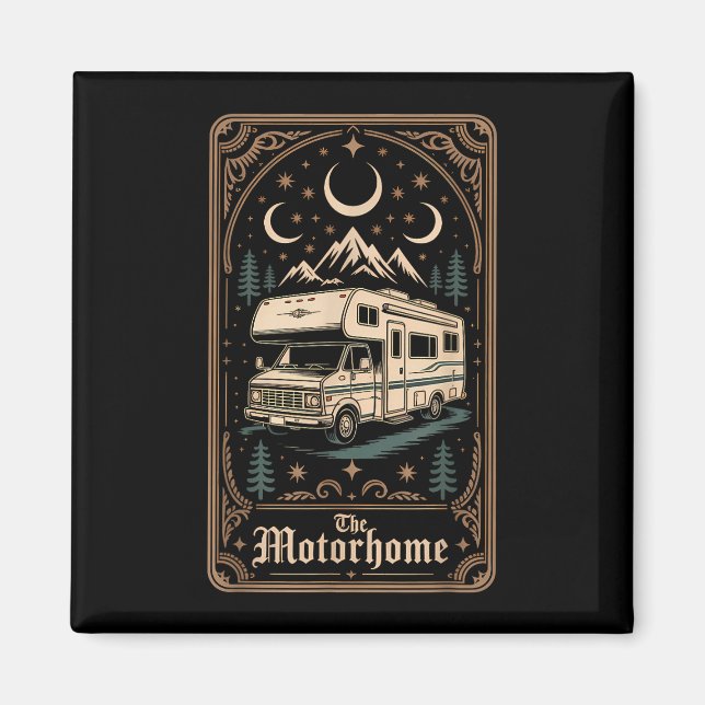 Wohnmobil Camping Camper der Mond Berg  Magnet (Vorne)