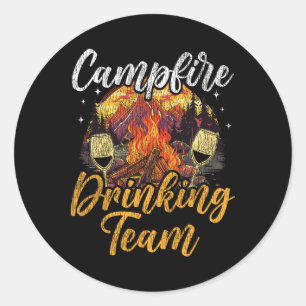 Wohnmobil Camping Retro Betrunken Alkohol Bier Lag Runder Aufkleber