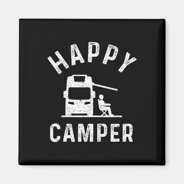 Wohnmobil T-Shirts Glücklicher Camper Magnet (Vorne)