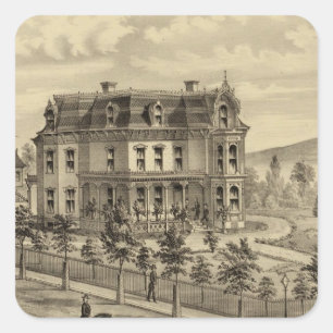 Wohnsitz von morgens Brown Quadratischer Aufkleber
