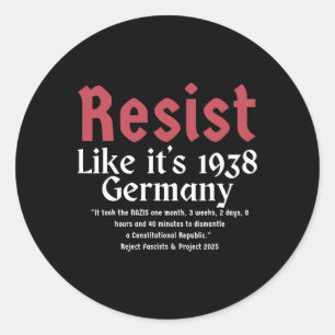 Wohnsitz wie es ist 1938 Deutschland 4 Runder Aufkleber
