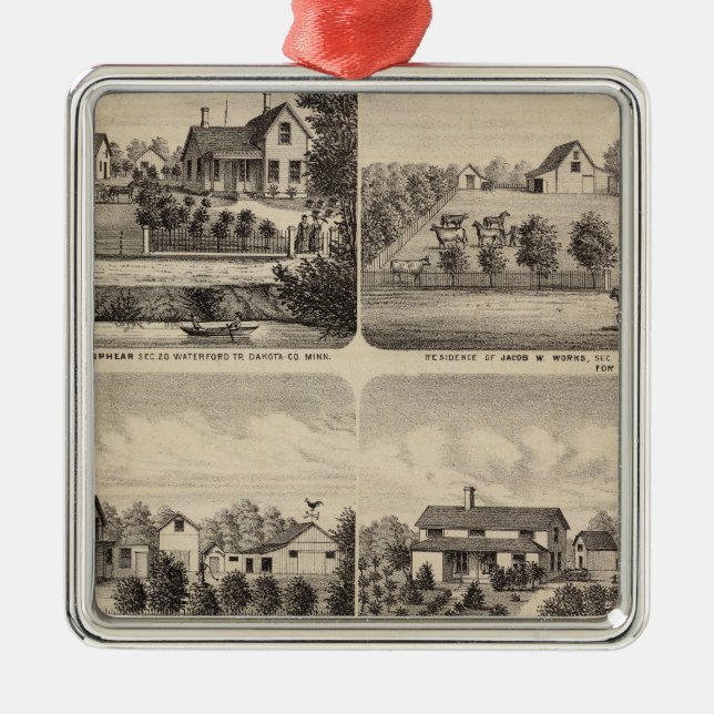 Wohnsitze, Minnesota 2 Ornament Aus Metall (Vorne)
