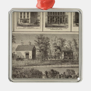 Wohnsitze u. Geschäfte in Muscatine Silbernes Ornament