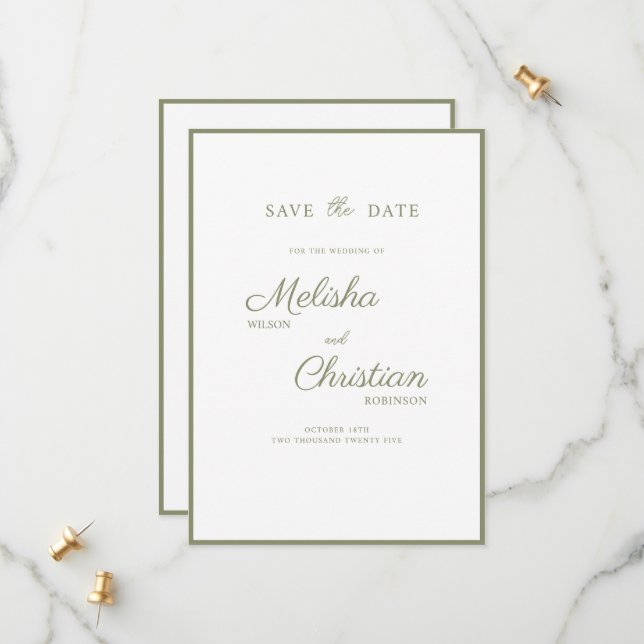 Wohnung Save the Date Karte für eine Hochzeit. (Vorderseite/Rückseite Beispiel)