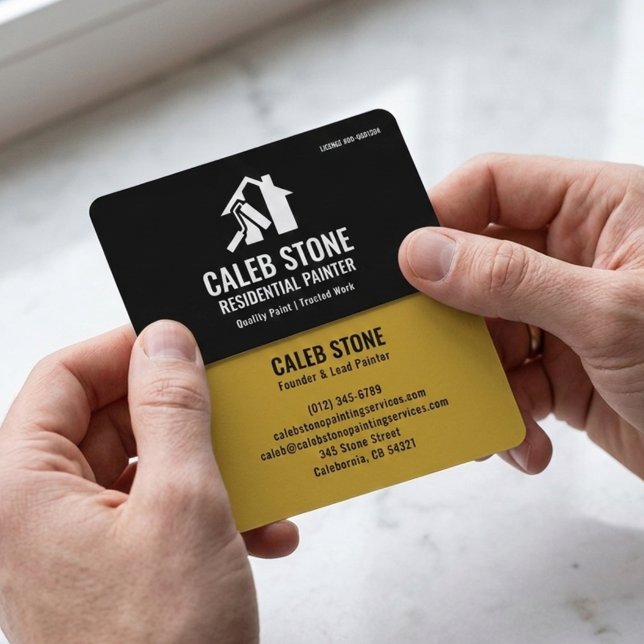 Wohnungsmaler Fett Senfgelb und Schwarz Visitenkarte (Von Creator hochgeladen)