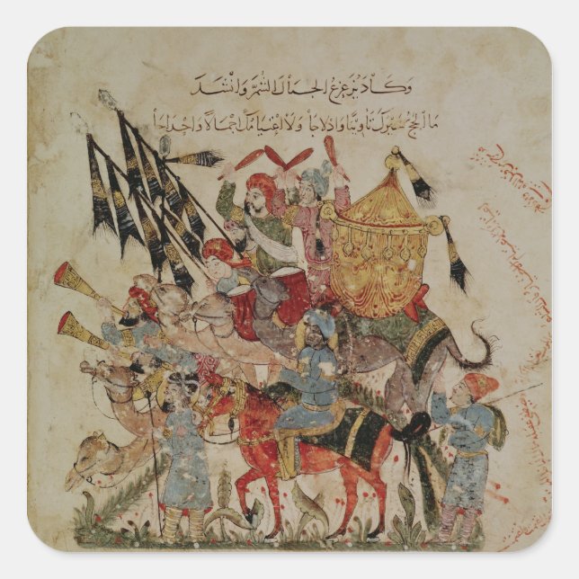 Wohnwagen, der zum Mekka geht Quadratischer Aufkleber (Vorderseite)