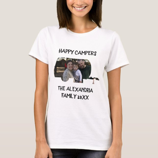 Wohnwagen mit Wohnwagen Foto Happy Camper T-Shirt (Vorderseite)