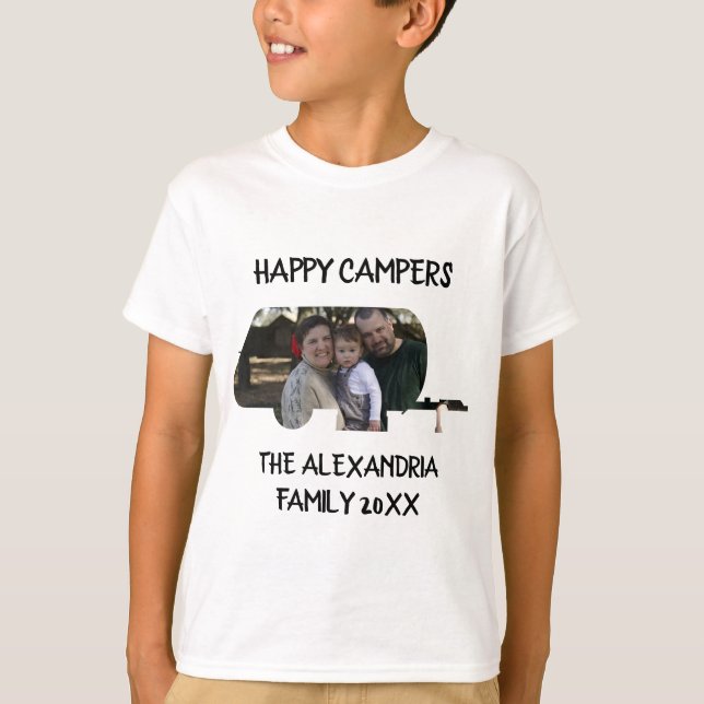 Wohnwagen mit Wohnwagen Foto Happy Camper T-Shirt (Vorderseite)
