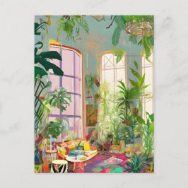 Wohnzimmer Jungle Room AI generierte Postkarte