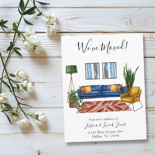 Wohnzimmer Umzugsankündigung Wir sind umgezogen Ankündigungspostkarte
