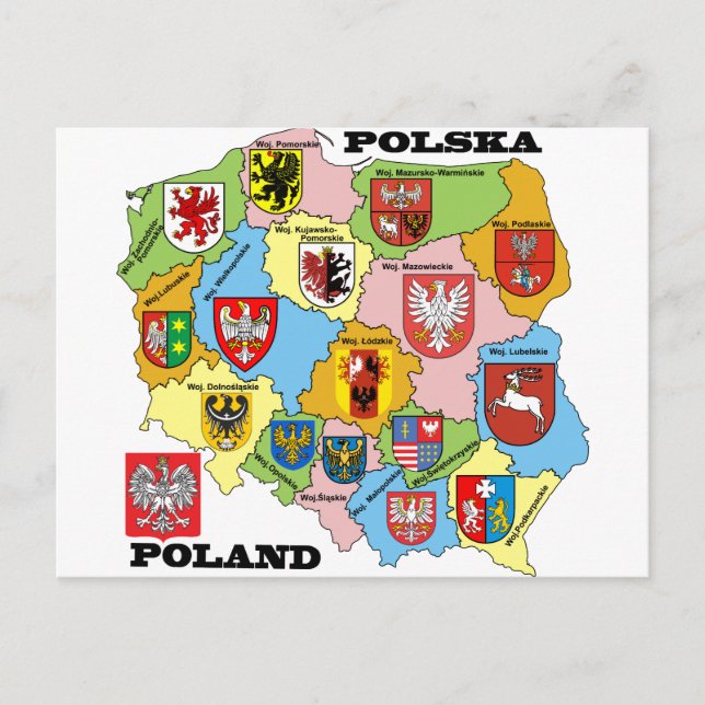 Wojewodztwa Polski_mapa Postkarte (Vorderseite)
