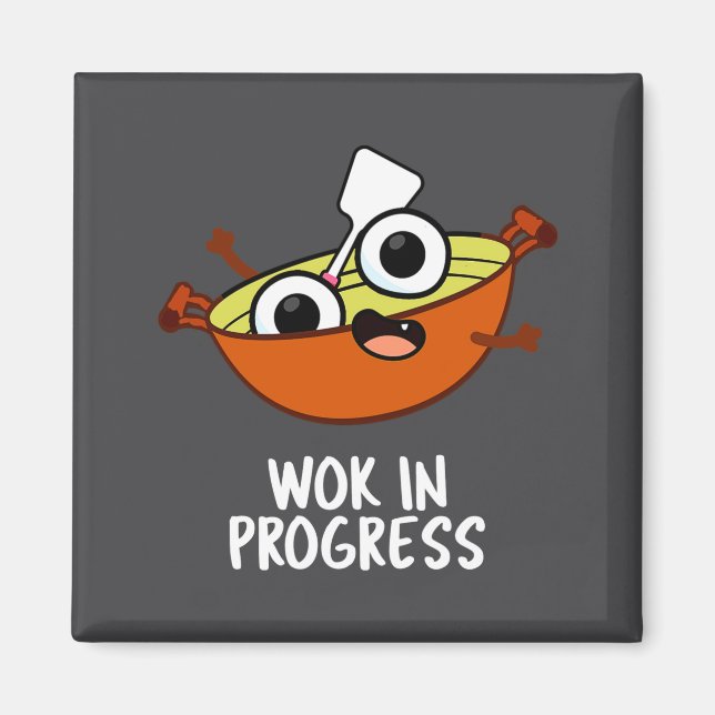 Wok in Arbeit Lustiger Kochwitz  Magnet (Vorne)