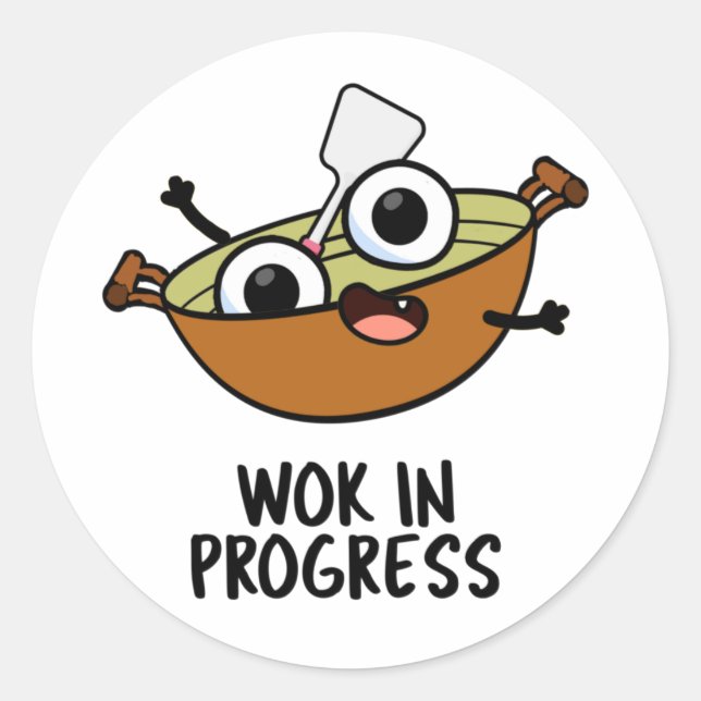 Wok in progress Funny Cooking Pub Runder Aufkleber (Vorderseite)