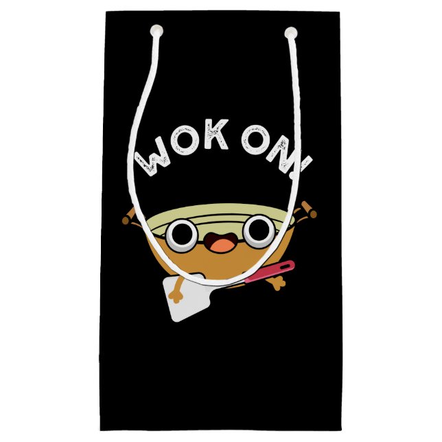 Wok on Funny Chinese Cooking Pub Dark BG Kleine Geschenktüte (Vorderseite)