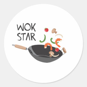 Wok Star Runder Aufkleber