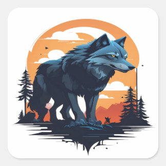 Wolf 06 quadratischer aufkleber