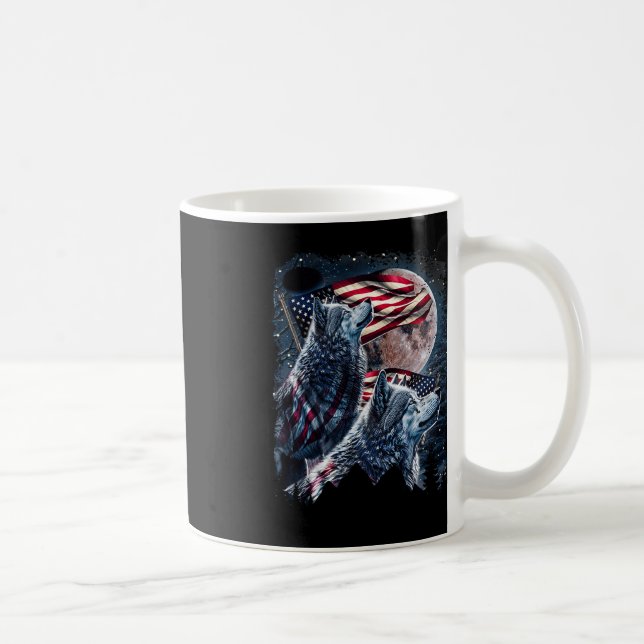 Wolf 4. Juli American Flag Howling Wolves Unde Kaffeetasse (Rechts)