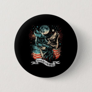 Wolf 4. Juli Amerikanische Flagge Howling America Button