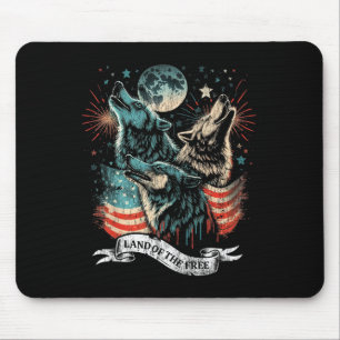 Wolf 4. Juli Amerikanische Flagge Howling America  Mousepad