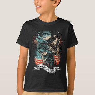 Wolf 4. Juli Amerikanische Flagge Howling America T-Shirt
