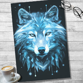 Wolf Abstrakt Faceted Blue Decoupage Paper Seidenpapier