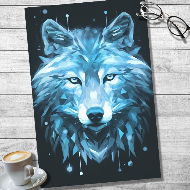 Wolf Abstrakt Faceted Blue Decoupage Paper Seidenpapier (Von Creator hochgeladen)