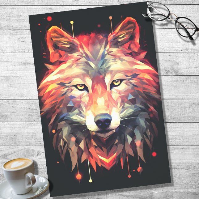 Wolf Abstrakt Faceted Orange Decoupage Paper Seidenpapier (Von Creator hochgeladen)
