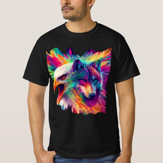 Wolf, Adler, Portrait T-Shirt (Vorderseite)