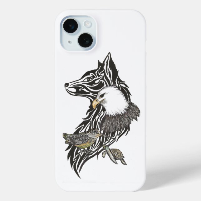 Wolf, Adler, Schildkröte, Holzschwanz, Tierführer Case-Mate iPhone Hülle (Rückseite)