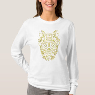 Wolf-ähnliche Kopfkunst in Gold T-Shirt