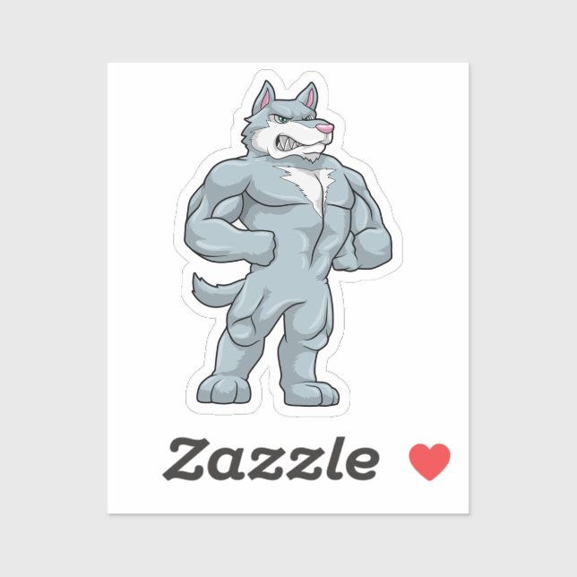 Wolf als Bodybuilder Extrem Aufkleber (Blatt)