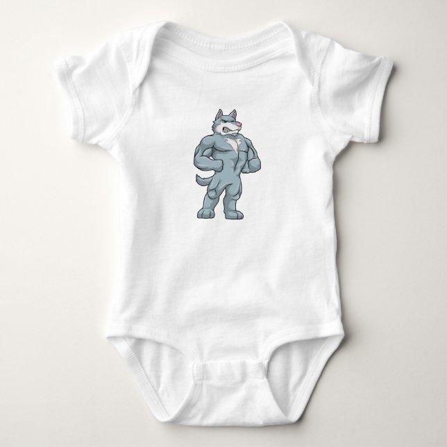 Wolf als Bodybuilder Extrem Baby Strampler (Vorderseite)