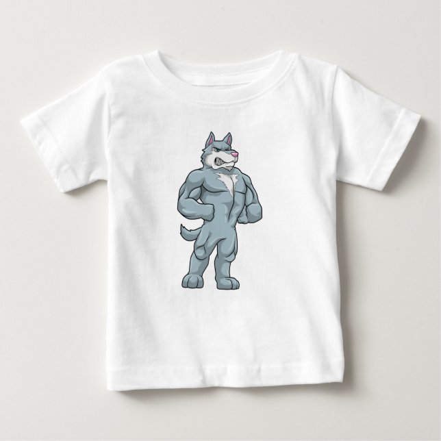 Wolf als Bodybuilder Extrem Baby T-shirt (Vorderseite)