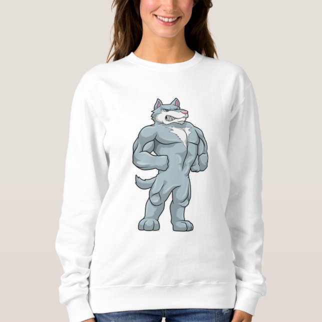 Wolf als Bodybuilder Extrem Sweatshirt (Vorderseite)