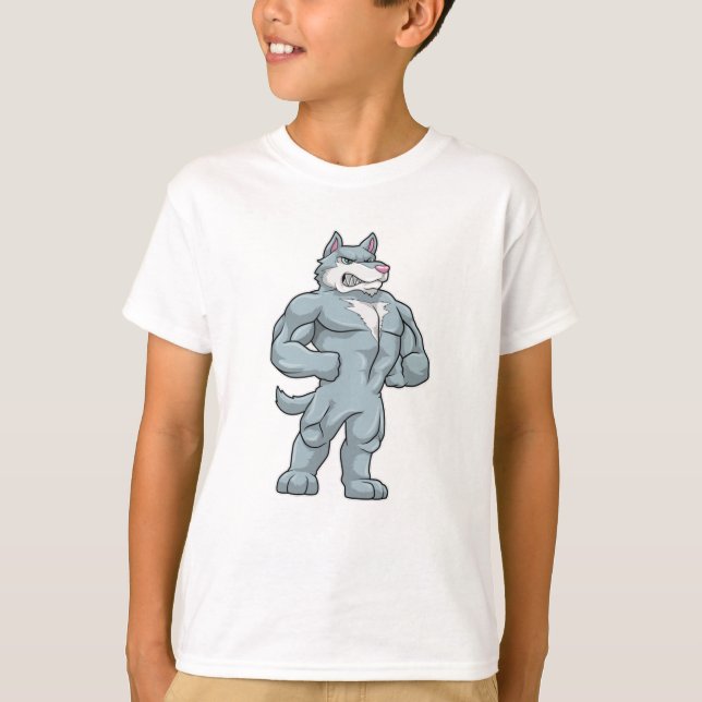 Wolf als Bodybuilder Extrem T-Shirt (Vorderseite)