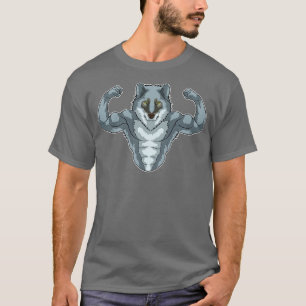 Wolf als Bodybuilder mit großen Muskeln T-Shirt