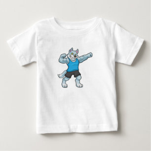 Wolf als Bodybuilder mit großen Oberarmen Baby T-shirt
